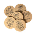 Coasters - cork floral printed (pack of 6)