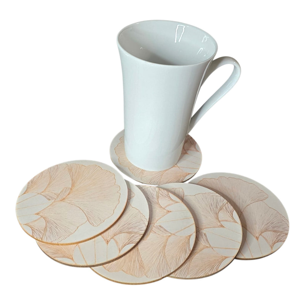 Coasters - peach floral (pack of 6)