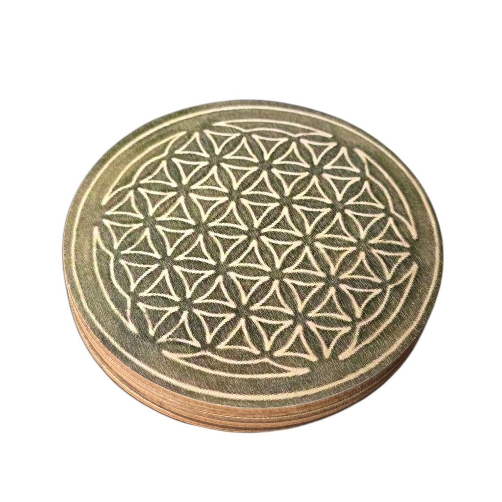 Coasters - green printed (pack of 6)