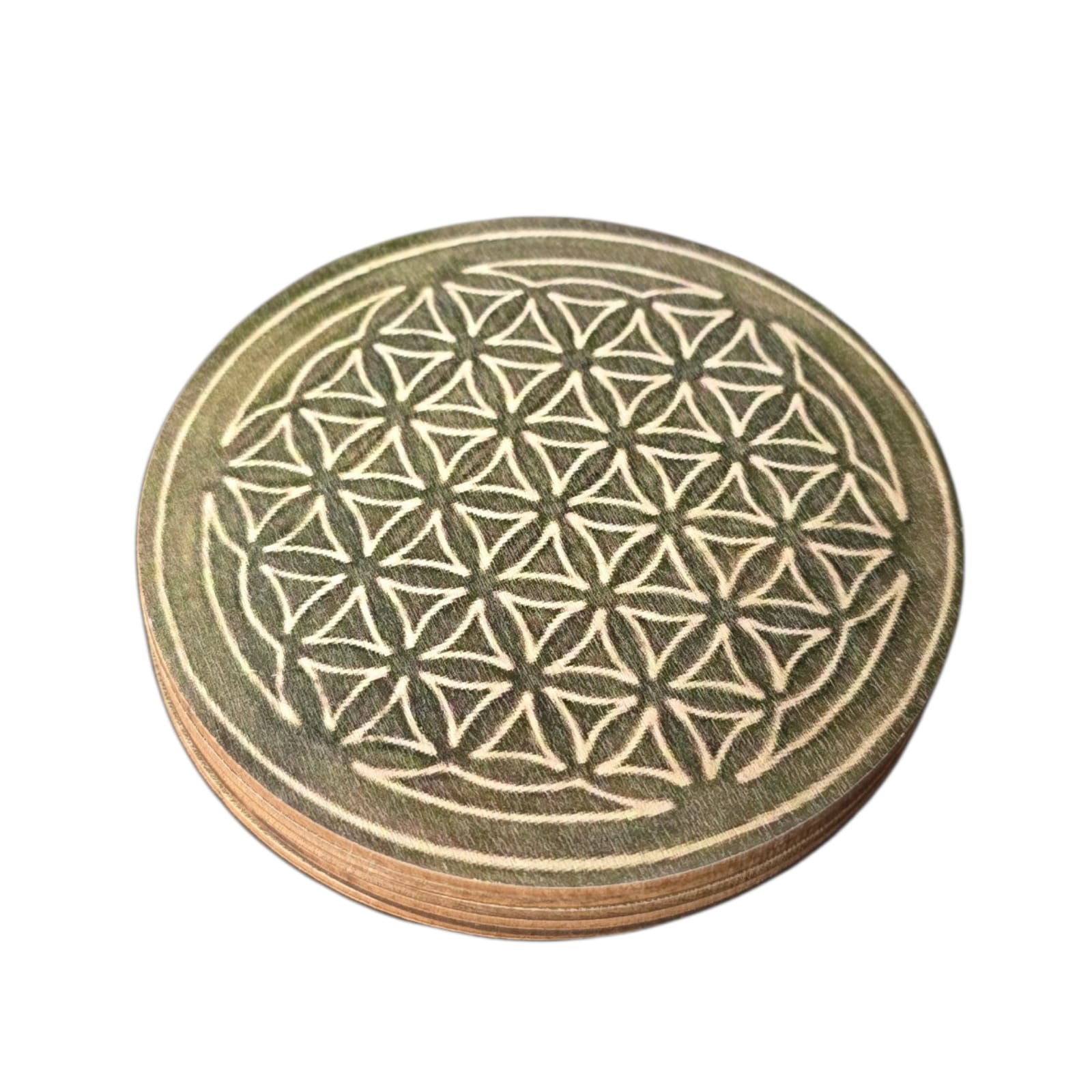 Coasters - green printed (pack of 6)