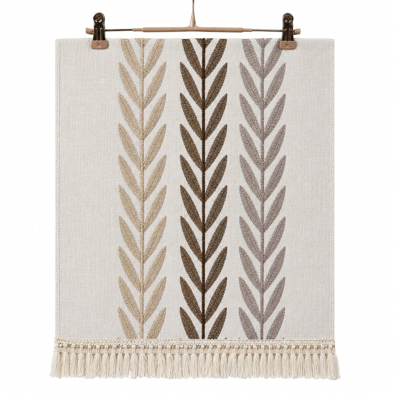 Table runner embroidered leave