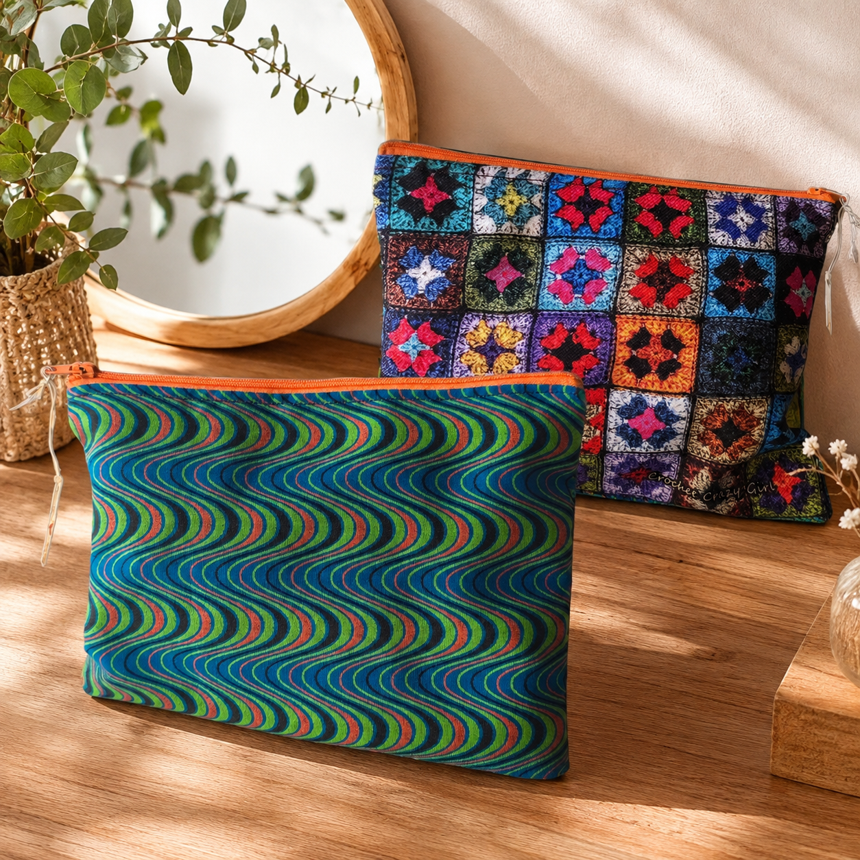 patterned fabric pouch