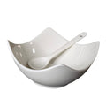 White square sauce bowl with spoon